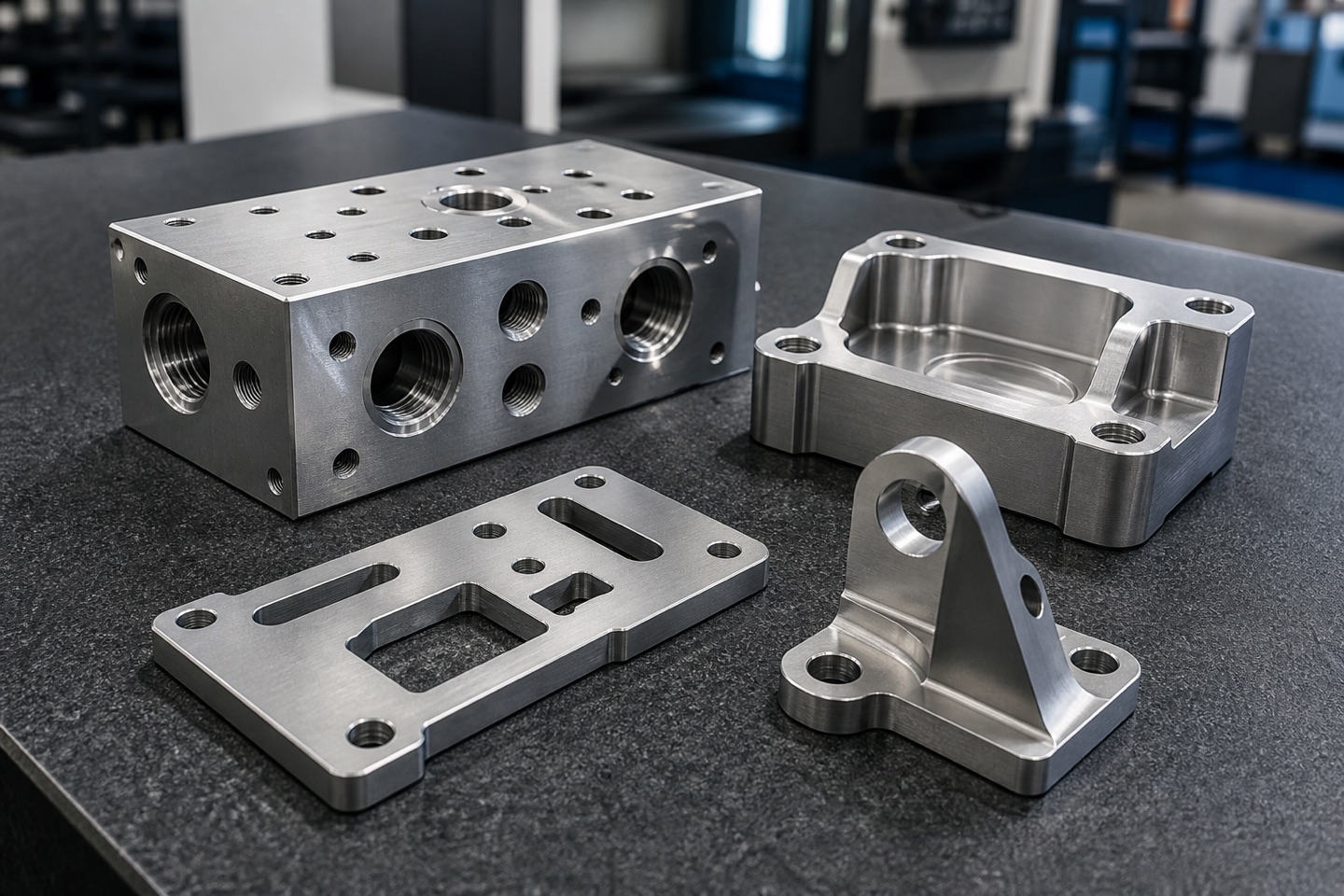 CNC Precision Machining Services for Custom Metal Parts: prismatic CNC precision machining project types with bores and interface features